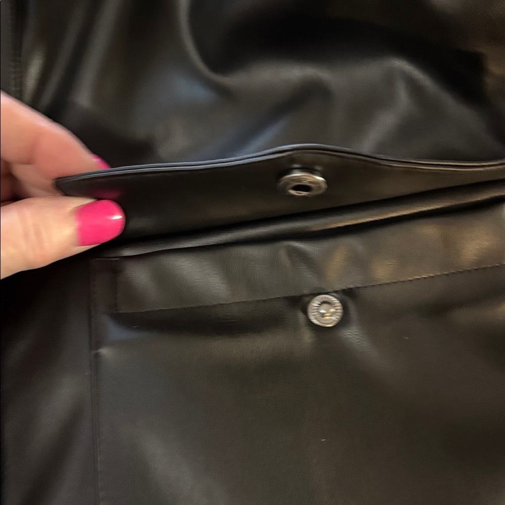 a new day Black Faux Leather Cropped Cargo Jacket - Picture 3 of 10
